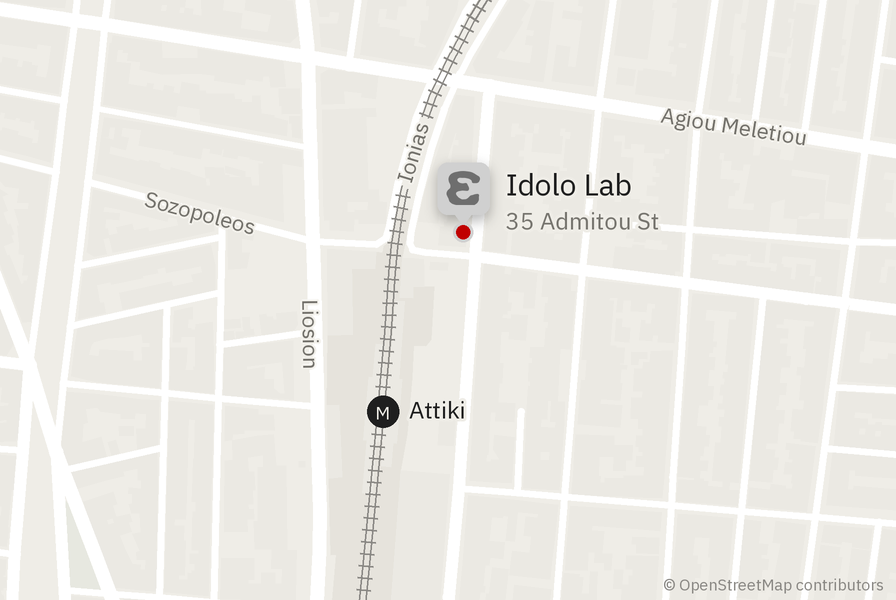 Map: Idolo Lab at 35 Admitou St, near Attiki metro station